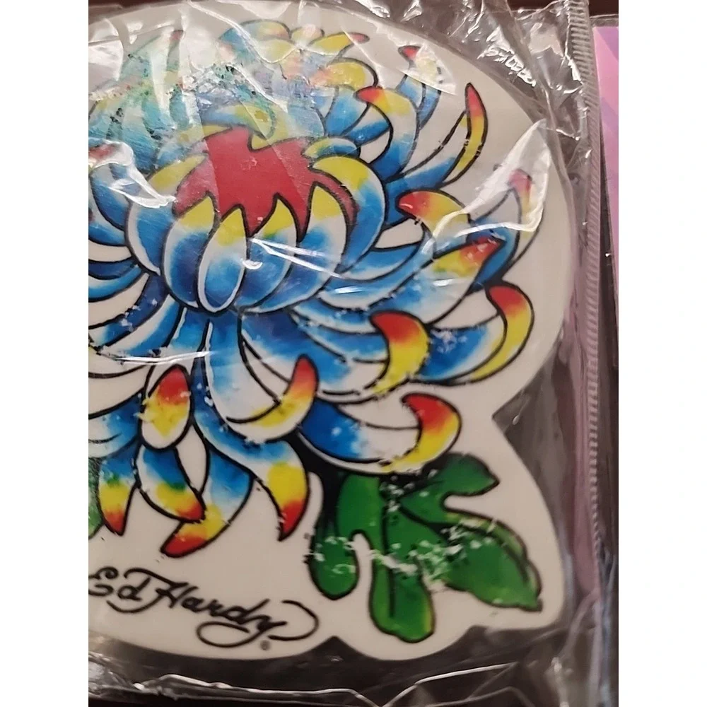 Ed‎ Hardy Designer Pencil Eraser Flower Shaped Blue Colorful Design NEW